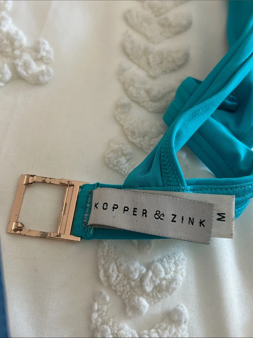 Kopper and Zinc turquoise bikini, top size medium